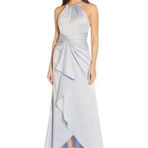 Adrianna Papell satin crepe draped halter gown (opal size 8)